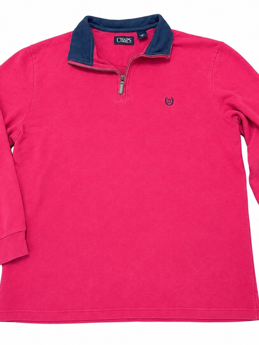 Chaps Mens XL Pink Quarter-Zip Pullover 100% Cotton